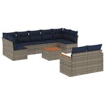 vidaXL Salon de jardin 10 Pièces avec coussins gris résine tressée