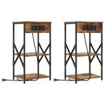 vidaXL Cabinet de chevet avec étagère 2 Pièces Chêne fumé 41 x 31 x 76 cm