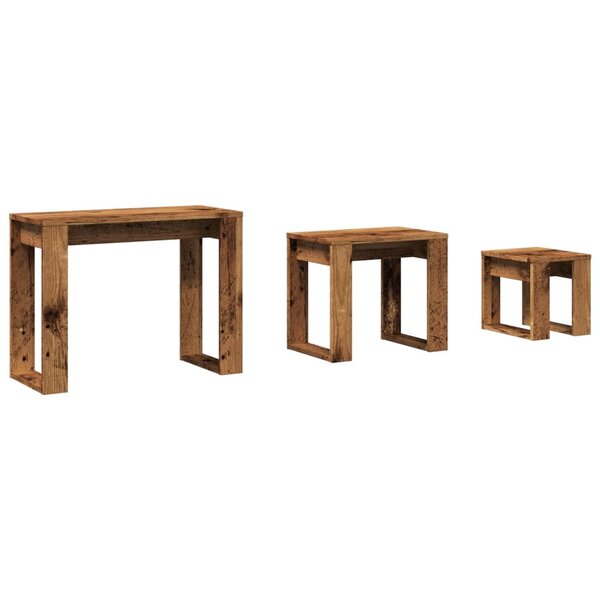vidaXL Tables gigognes 3 Pièces vieux bois bois d'ingénierie
