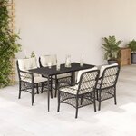 vidaXL Ensemble à manger de jardin coussins 5Pièces Noir Résine tressée