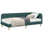 vidaXL Cadre de lit d'angle avec matelas Vert foncé 90 x 200 cm tissu