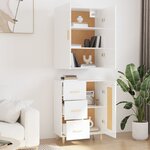 Vidaxl buffet haut blanc brillant 69 5x34x180 cm bois d'ingénierie