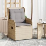 vidaXL Chaises inclinables de jardin lot de 2 et coussins beige rotin