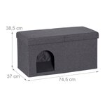 Banquette pliante moderne avec grotte intégrée pour animaux 95 x 45 x 40 cm en bois gris 13_0010880