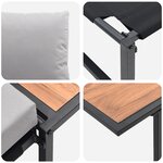 vidaXL Ensemble de salle à manger de jardin de 2 pièces avec chaise individuelle et coussins gris clair
