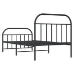 vidaXL Cadre de lit métal sans matelas avec pied de lit noir 107x203cm