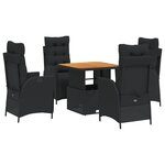 vidaXL Ensemble à manger de jardin coussins 5Pièces Noir Résine tressée