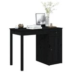 vidaXL Bureau Noir 100x50x75 cm Bois massif de pin