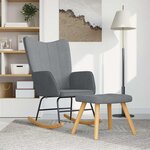 vidaXL Chaise à bascule avec tabouret Gris clair Tissu