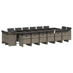 vidaXL Ensemble à manger de jardin 17 Pièces et coussins résine tressée