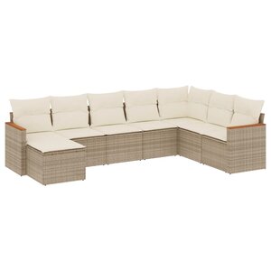 vidaXL Salon de jardin avec coussins 8 Pièces beige résine tressée
