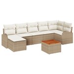 Canapés de jardin 8 pièces avec coussins beige en poly rotin acacia