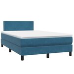 vidaXL Sommier à lattes de lit et matelas et LED bleu foncé 120x210cm velours