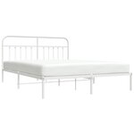 vidaXL Cadre de lit métal sans matelas et tête de lit blanc 180x200 cm