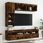 vidaXL Ensemble de meubles TV muraux 7 Pièces et lumières LED chêne fumé