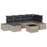 vidaXL Ensemble de canapé de jardin 7 pièces avec coussins gris en polyrotin