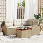 vidaXL Ensemble de canapé de jardin 5 Pièces Beige Poly rotin