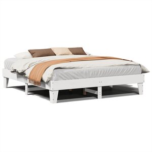 vidaXL Cadre de lit sans matelas blanc 200x200 cm bois massif de pin
