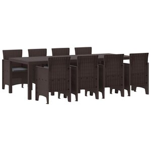 vidaXL Ensemble de salle à manger pour jardin 9 Pièces Marron Rattan Polt