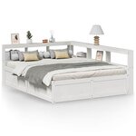 vidaXL Lit bibliothèque sans matelas blanc 160x200 cm bois pin massif