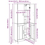 vidaXL Haut Armoire Montage mural Chêne artisanal 69 5 x 34 x 180 cm