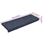 vidaXL Tapis d'escalier 15 Pièces 65x21x4 cm Gris et bleu