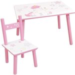 Table enfant licorne 61 x 42 x hauteur 41 5 cm avec une chaise 31 x 31 5 x hauteur 49 5 cm