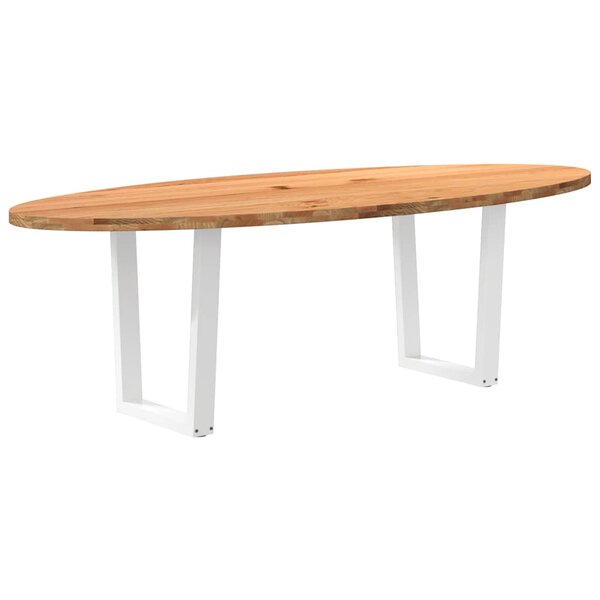 vidaXL Table à manger marron clair bois de chêne massif ovale