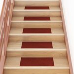 vidaXL Tapis d'escalier autocollants Rectangulaire 15Pièces 60x25cm Rouge