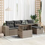 vidaXL Salon de jardin 6 Pièces avec coussins gris résine tressée