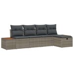 vidaXL Ensemble de canapé de jardin avec coussin 5 Pièces Gris Poly rotin