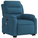 vidaXL Fauteuil inclinable de massage électrique bleu velours