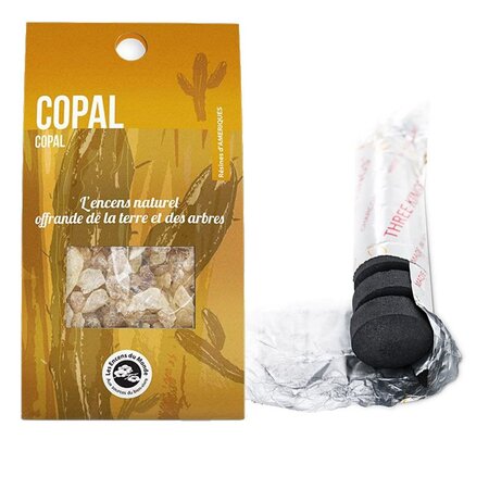 Résine de Copal à brûler + rouleau de 10 charbons