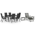 vidaXL Ensemble à manger de jardin 10 Pièces noir et anthracite