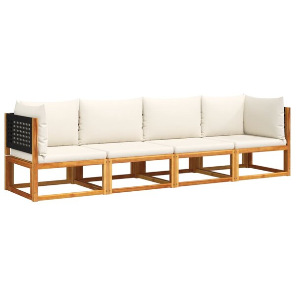 vidaXL Ensemble de canapés de jardin 4 pièces avec coussins en bois d'acacia et rotin
