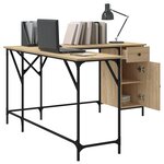 Bureau table poste de travail meuble d'ordinateur informatique étude chêne sonoma 141 x 141 x 75 cm bois d'ingénierie brun 02_0023657