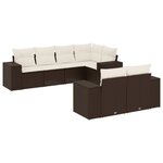 vidaXL Salon de jardin avec coussins 7 Pièces marron résine tressée