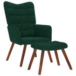vidaXL Fauteuil relax avec tabouret en velours vert foncé
