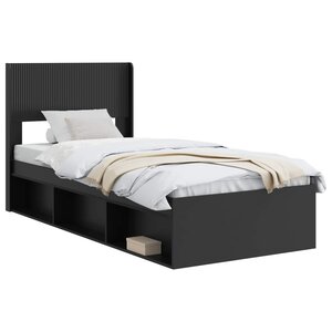 vidaXL Cadre de lit avec rangement et tête de lit Noir 75 x 190 cm