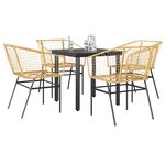 vidaXL Ensemble à manger jardin 5Pièces marron poly rotin verre