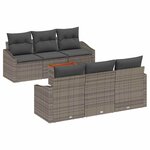 vidaXL Ensemble de canapé de jardin avec coussin 7 Pièces Gris Poly rotin