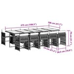 vidaXL Ensemble à manger de jardin et coussins 11 Pièces marron rotin