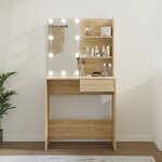 vidaXL Coiffeuse avec LED chêne sonoma 74 5x40x141cm bois d'ingénierie