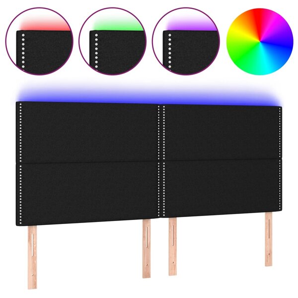 vidaXL Tête de lit à LED Noir 180x5x118/128 cm Tissu