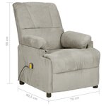 Vidaxl fauteuil de massage inclinable gris clair similicuir daim