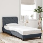 vidaXL Cadre de lit avec lumière LED gris foncé 90x190 cm velours
