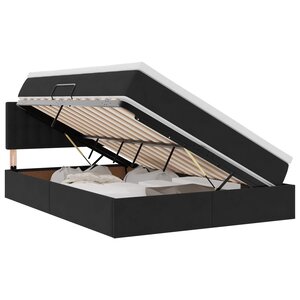 vidaXL Lit de rangement LED avec matelas Noir 140 x 200 cm Velours