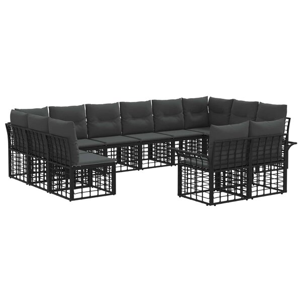 vidaXL Ensemble de canapés d'extérieur 12 Pièces Noir et Gris foncé