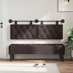 vidaXL Tête de lit suspendue Avec lumière LED Marron foncé Tissu