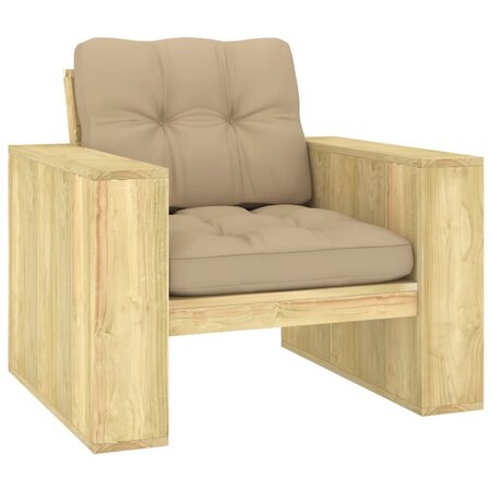 vidaXL Chaise de jardin avec coussins beige Bois de pin imprégné